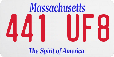 MA license plate 441UF8