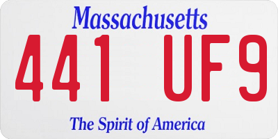 MA license plate 441UF9