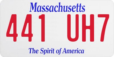 MA license plate 441UH7