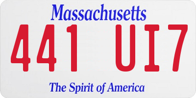 MA license plate 441UI7