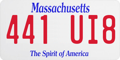 MA license plate 441UI8
