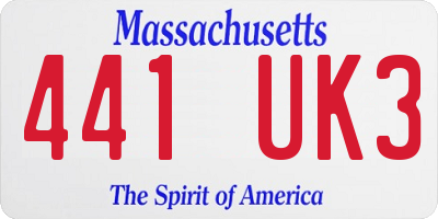 MA license plate 441UK3