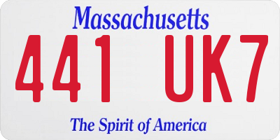 MA license plate 441UK7