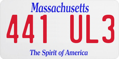 MA license plate 441UL3
