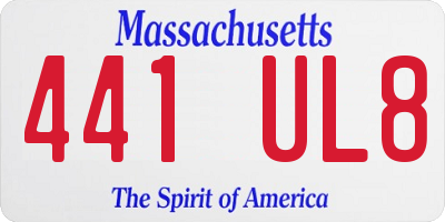 MA license plate 441UL8