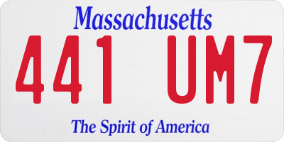 MA license plate 441UM7