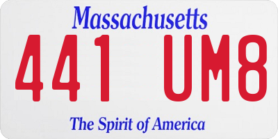MA license plate 441UM8