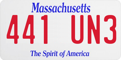 MA license plate 441UN3