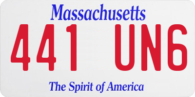 MA license plate 441UN6