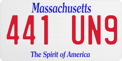 MA license plate 441UN9