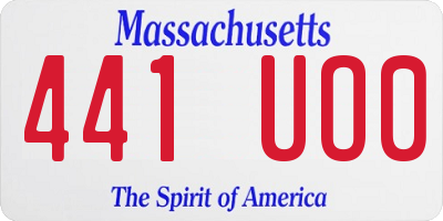 MA license plate 441UO0