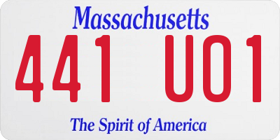 MA license plate 441UO1