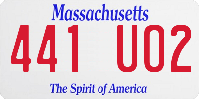 MA license plate 441UO2