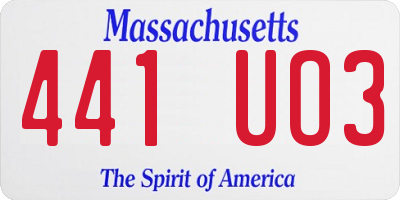 MA license plate 441UO3