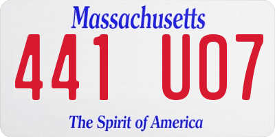 MA license plate 441UO7