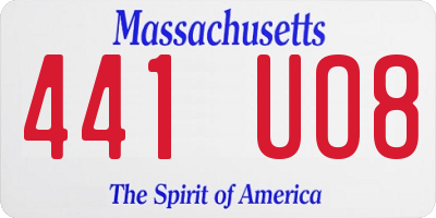 MA license plate 441UO8