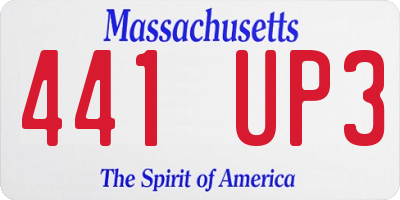 MA license plate 441UP3