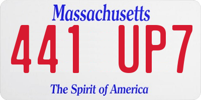 MA license plate 441UP7
