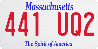 MA license plate 441UQ2