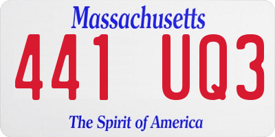 MA license plate 441UQ3