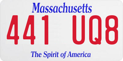 MA license plate 441UQ8