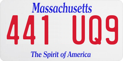 MA license plate 441UQ9
