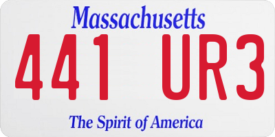 MA license plate 441UR3