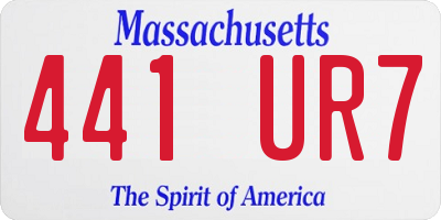 MA license plate 441UR7