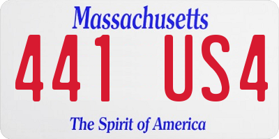 MA license plate 441US4
