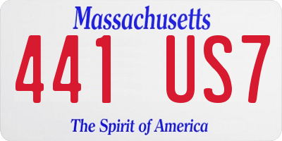 MA license plate 441US7
