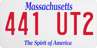 MA license plate 441UT2