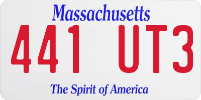 MA license plate 441UT3