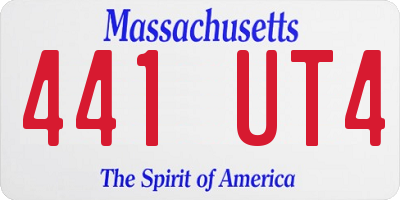 MA license plate 441UT4
