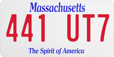 MA license plate 441UT7