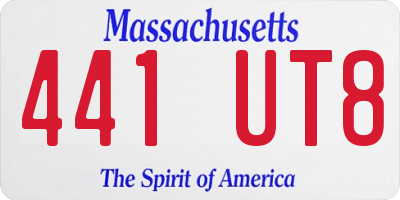MA license plate 441UT8