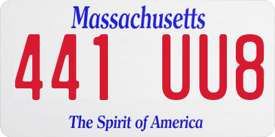 MA license plate 441UU8