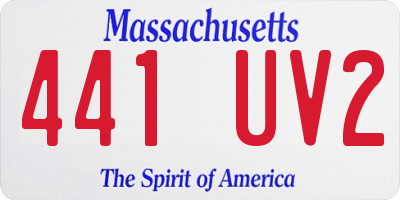 MA license plate 441UV2