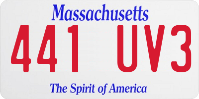 MA license plate 441UV3