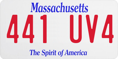 MA license plate 441UV4