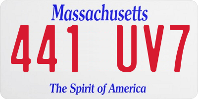 MA license plate 441UV7