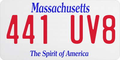 MA license plate 441UV8