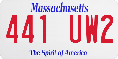 MA license plate 441UW2