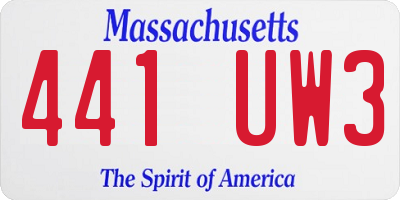 MA license plate 441UW3