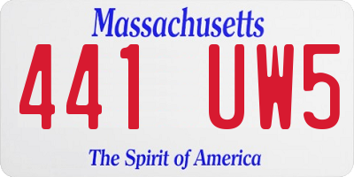 MA license plate 441UW5