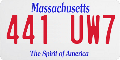 MA license plate 441UW7