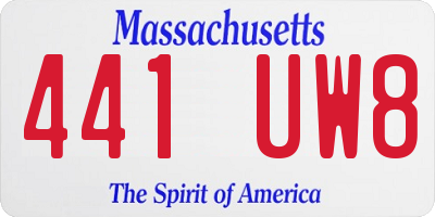 MA license plate 441UW8