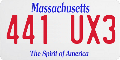 MA license plate 441UX3