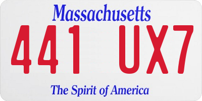 MA license plate 441UX7