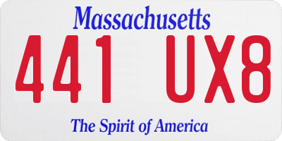 MA license plate 441UX8