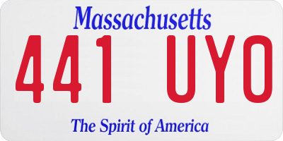 MA license plate 441UY0